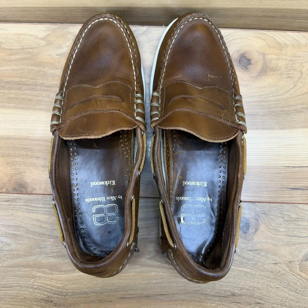 Allen Edmonds Kirkwood Boat Shoes Mens 8 D Brown Leather Moc Toe Casual Everyday